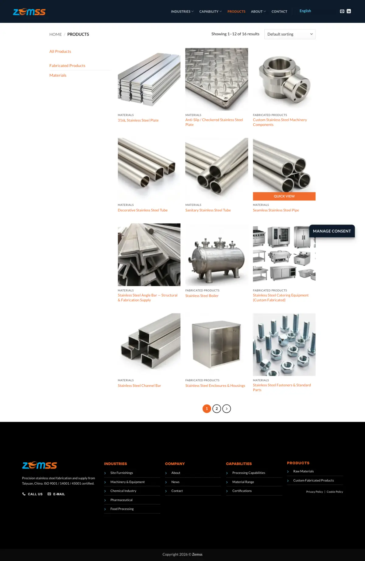 ZEM Steel 产品页面